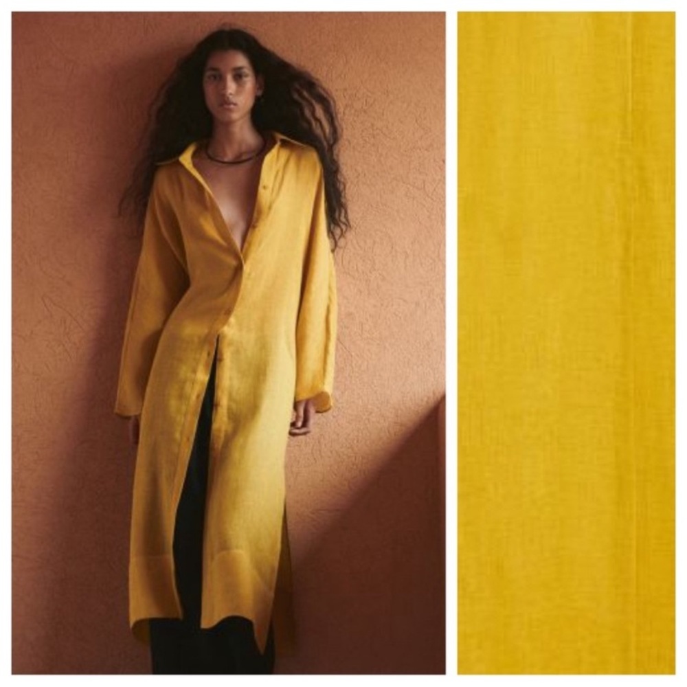Massimo Dutti Mustard Linen Dress size large